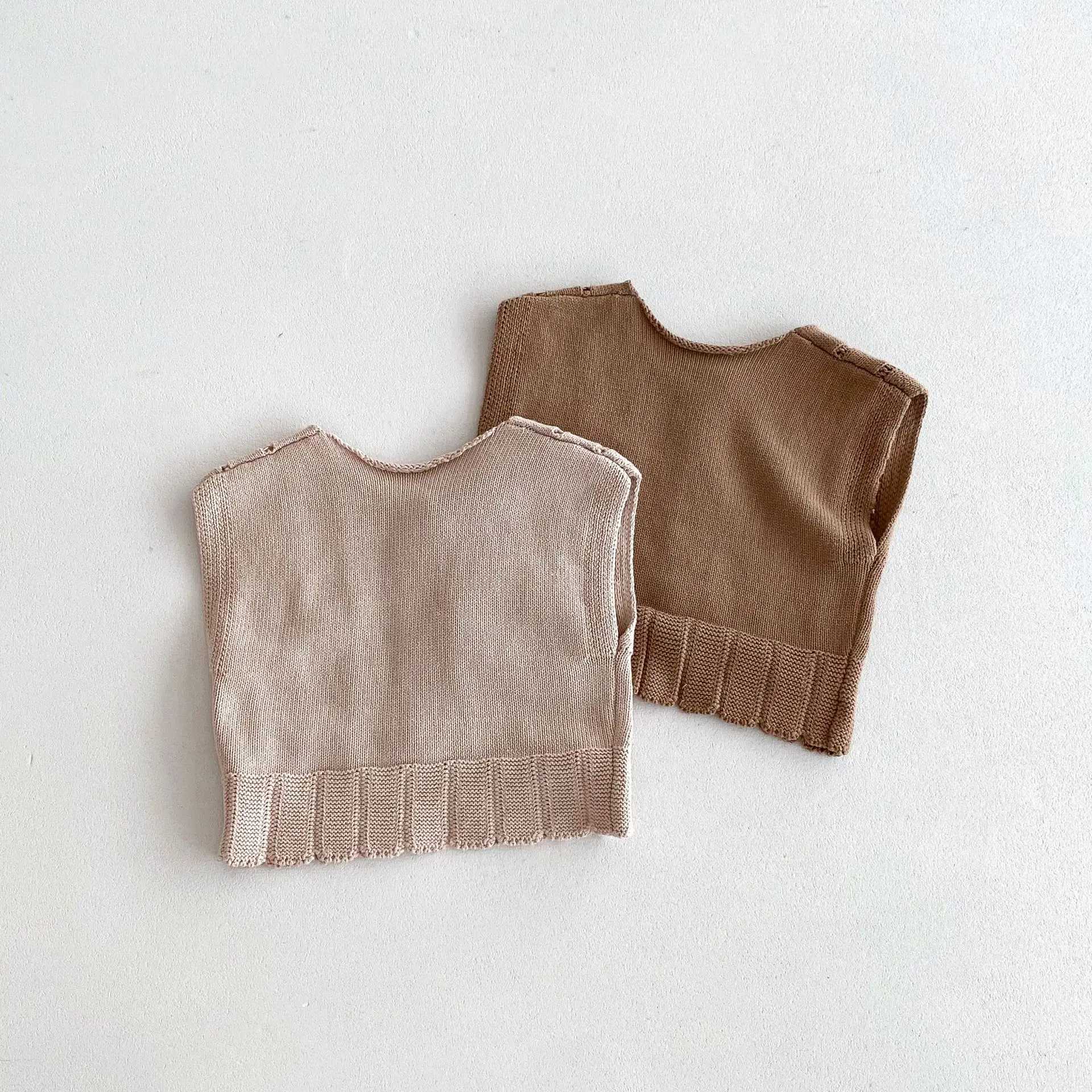 2024 Autumn New Children Knitted Vest Baby Sleeveless Casual Coat Girls Cute Hollow Out Knitwear Kids Versatile Sweater CardiganXJ240819