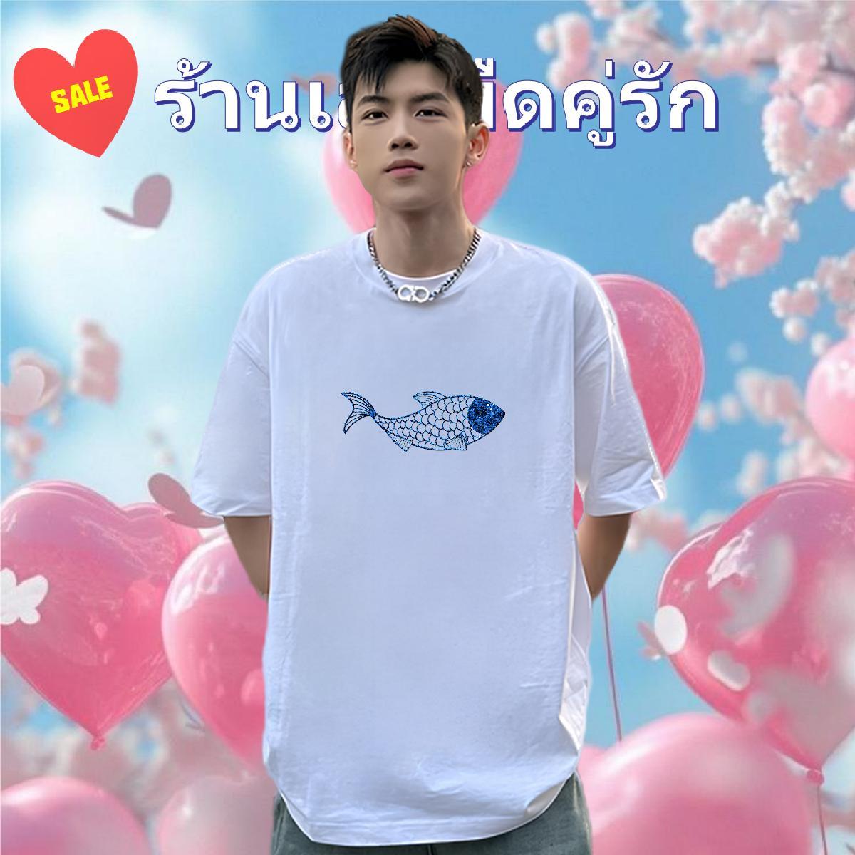 Fashion Men Tshirts fish Casual Beach 100% Cotton 230g Top Tees Breathable Short Sleeve Soft T Shirt For Man Oversized 3XL 4XL