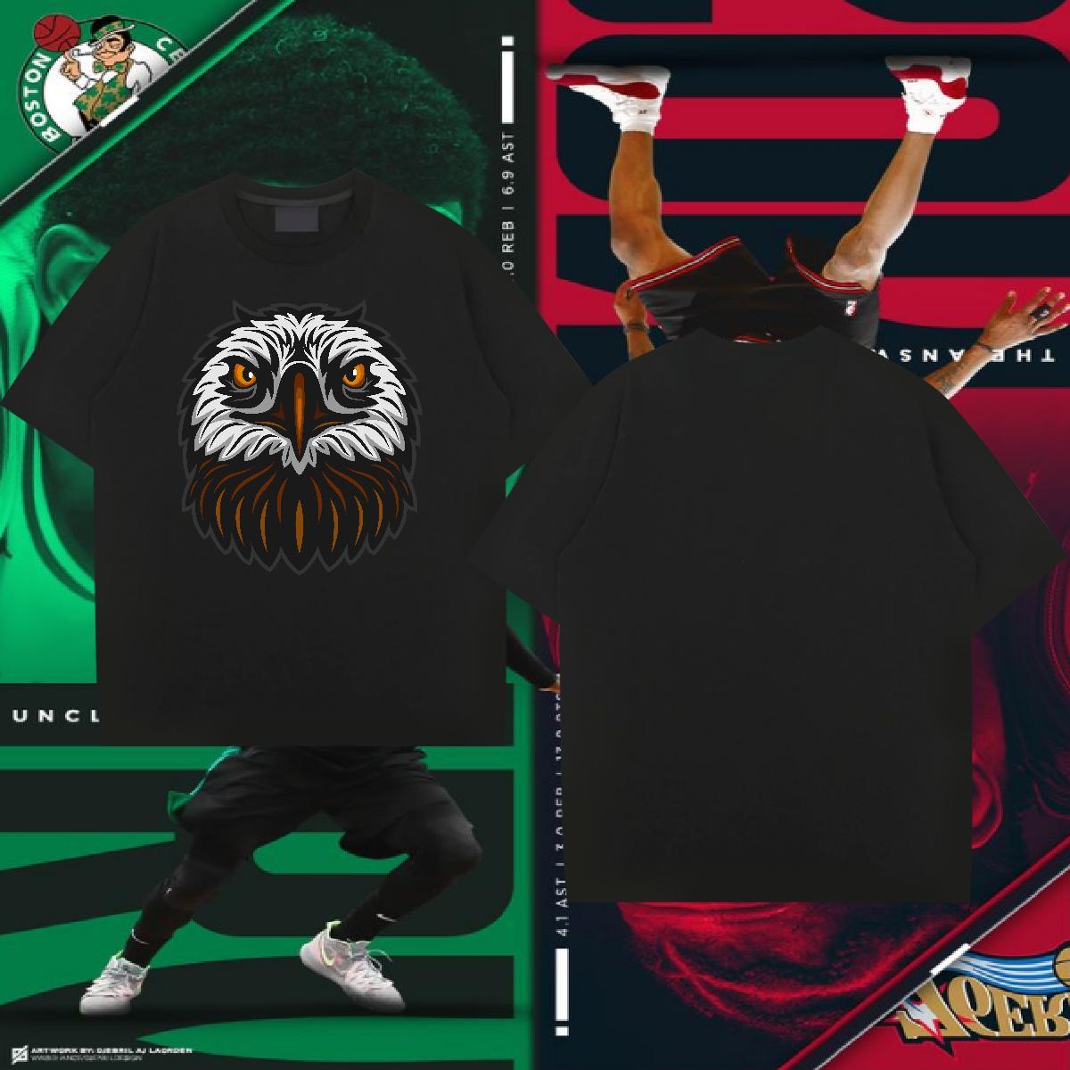 TOP Quality Man T Shirts owl Round Neck Short Sleeve Casual DIY Logo Oversized 230g 100% Cotton Men Tops Tees New Tee Shirt