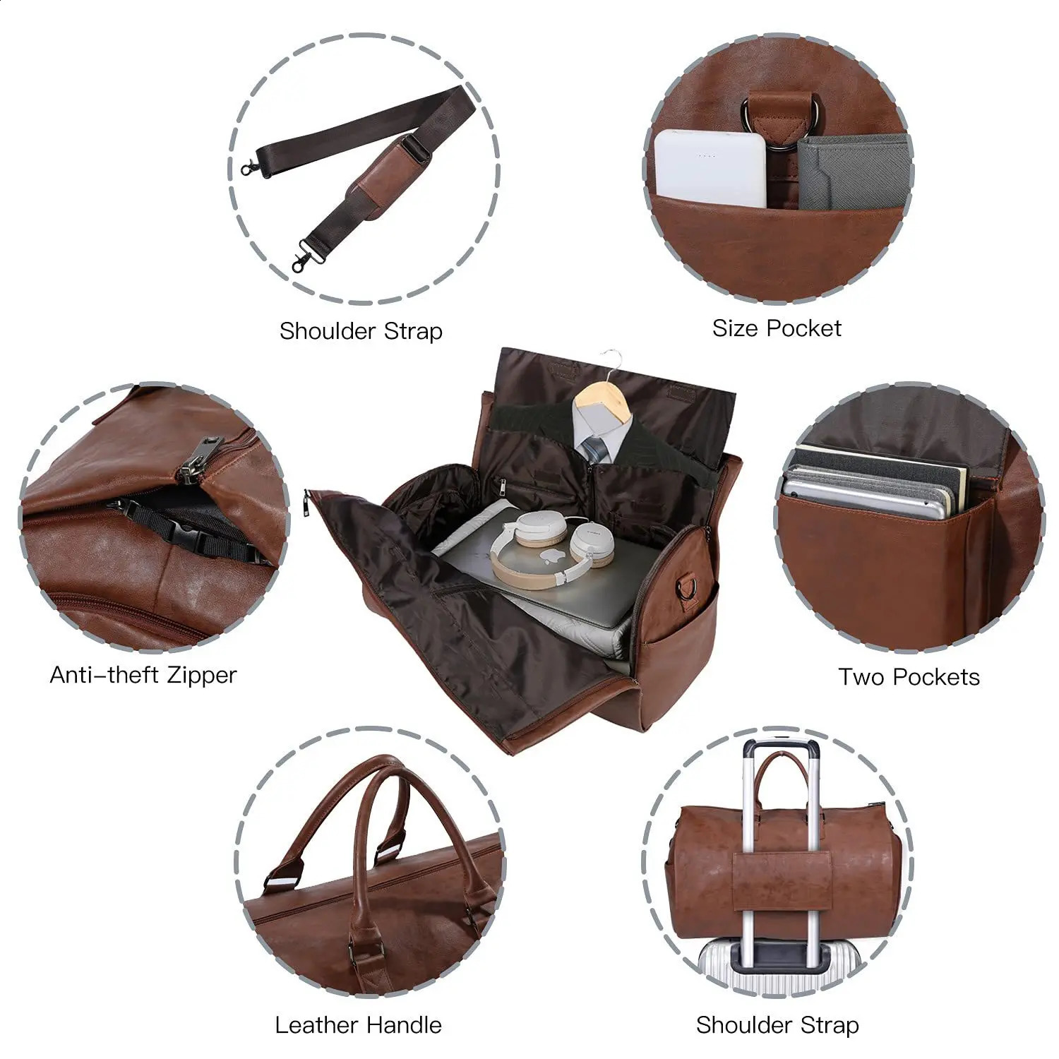 Leather foldable Duffle Bag Suit Travel Bag Waterproof Extra Large Weekend Bag Portable Flight Bag with Shoe for Men Women 240819