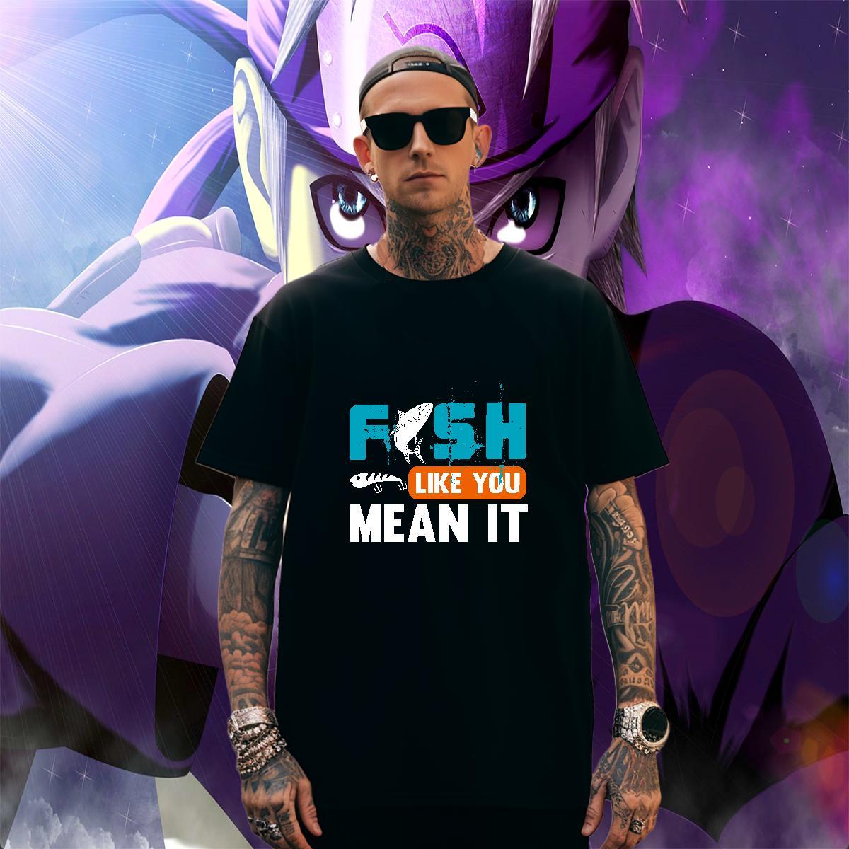 Comfortable fish T Shirt For Man Street Wear Men Clothes T-Shirt 230g Pure Cotton 2024 Designer Breathable Soft DIY Logo Oversized Tops Shirt