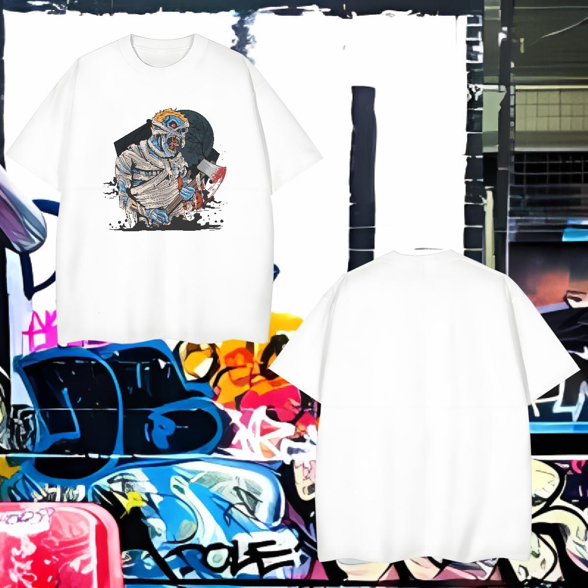 Fashion Casual Couples T Shirts zombie Spring Summer 230g Pure Cotton Tops Shirt Short Sleeve O-Neck Comfortable T Shirts Men Oversized