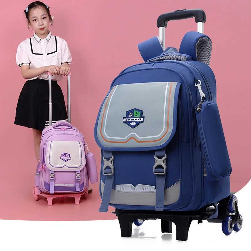School Trolley Backpack Childrens Schoolbag Primary School Book Bag with Wheels Kid Rolling Travel Trolley Bag Wheeled Backpack Y240820