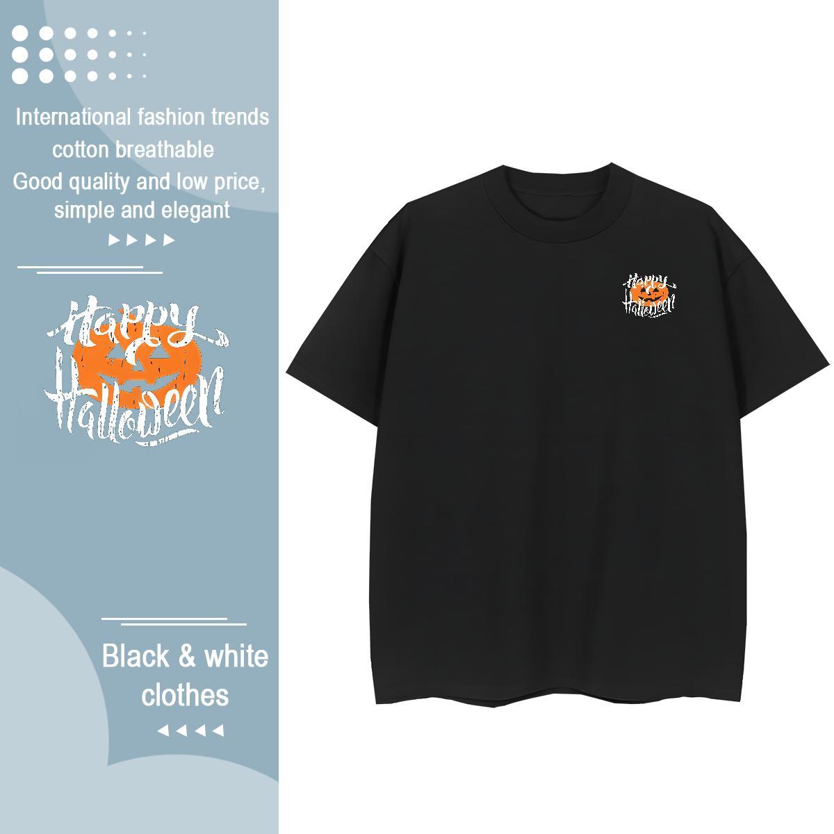 Casual New Men Tees pumpkin Home Outdoor 230g Cotton Tops Tees Crew Neck Unisex T shirt Custom Cartoon
