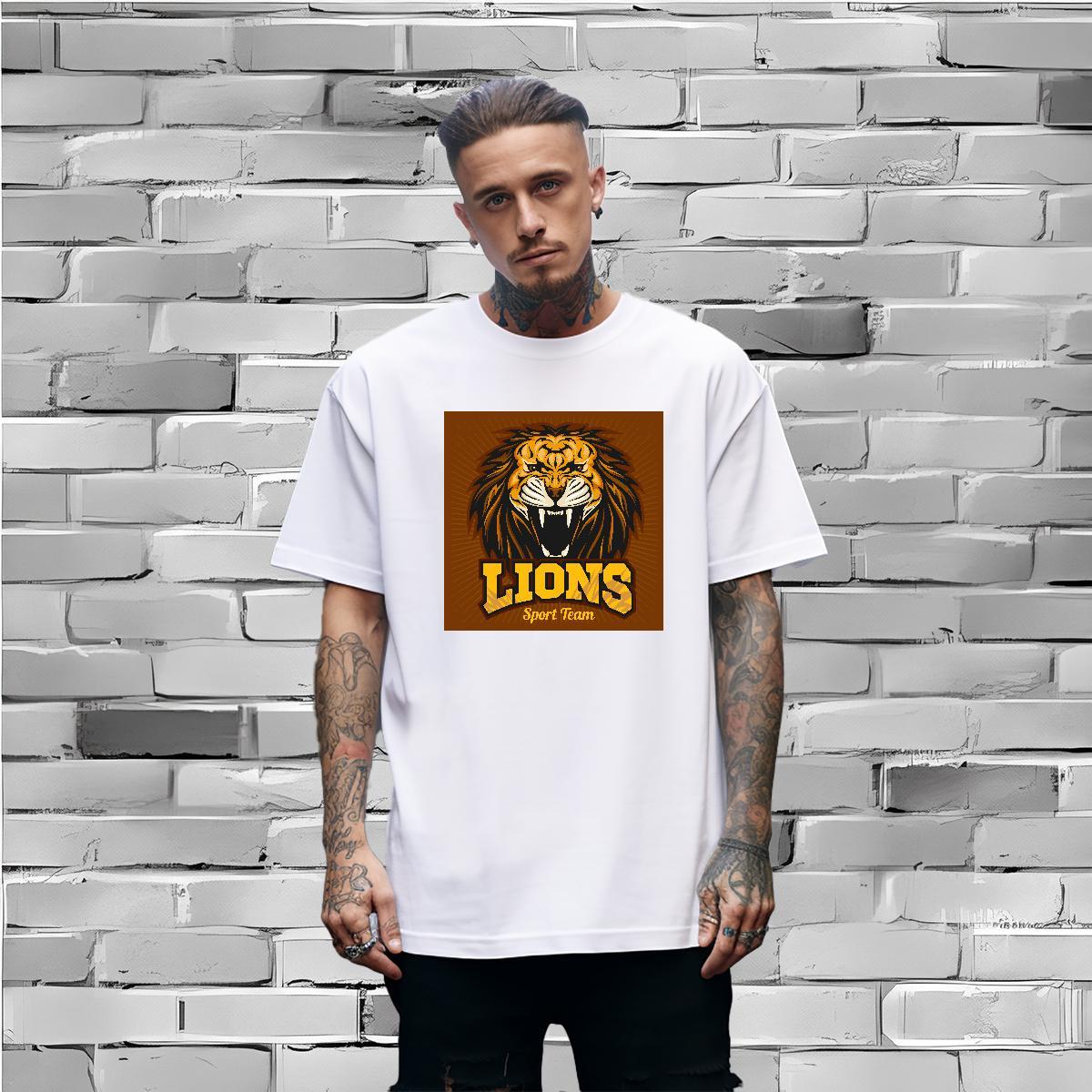 TOP Quality T shirt lion Short Sleeve O-Neck Casual Daily Wear Graphic 100% Cotton 230g Tshirts Designer Clothes