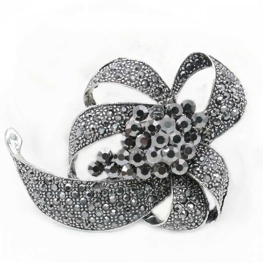 Black Rhinestone Chest Flower Rose Leaf Bow Symbol Elegant Chest Wedding Beads WOMens New Crystal W240815