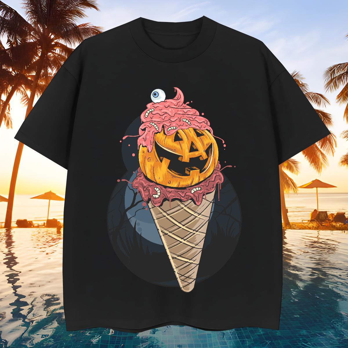 Designer T shirt pumpkin Short Sleeve O-Neck Daily Outfit DIY Printed 230g Cotton Men Clothes T-Shirt Fashion Clothings