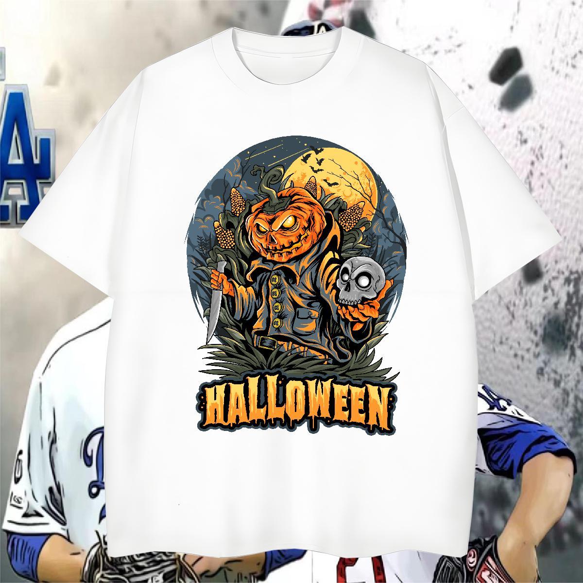 Fashion Design Men Tees pumpkin Sports Casual 230g Cotton Polos Pure Cotton Wholesale T-Shirts DIY Printed