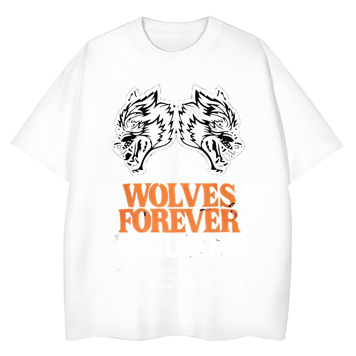 New Tshirt for Man Woman Spring Summer Short Sleeve O-Neck Clothes Shirt Popular 230g 100% Cotton wolf Cartoon Anime Women T Shirts