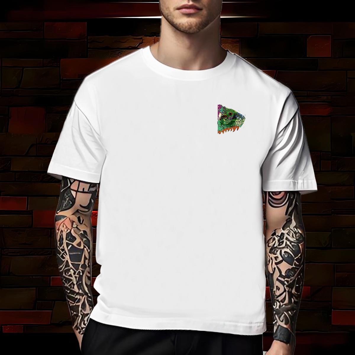 Wholesale Mens Tshirts fish head Daily Outfit 230g Pure Cotton Tees O-Neck Short Sleeve Loose Mens T Shirts Custom Anime
