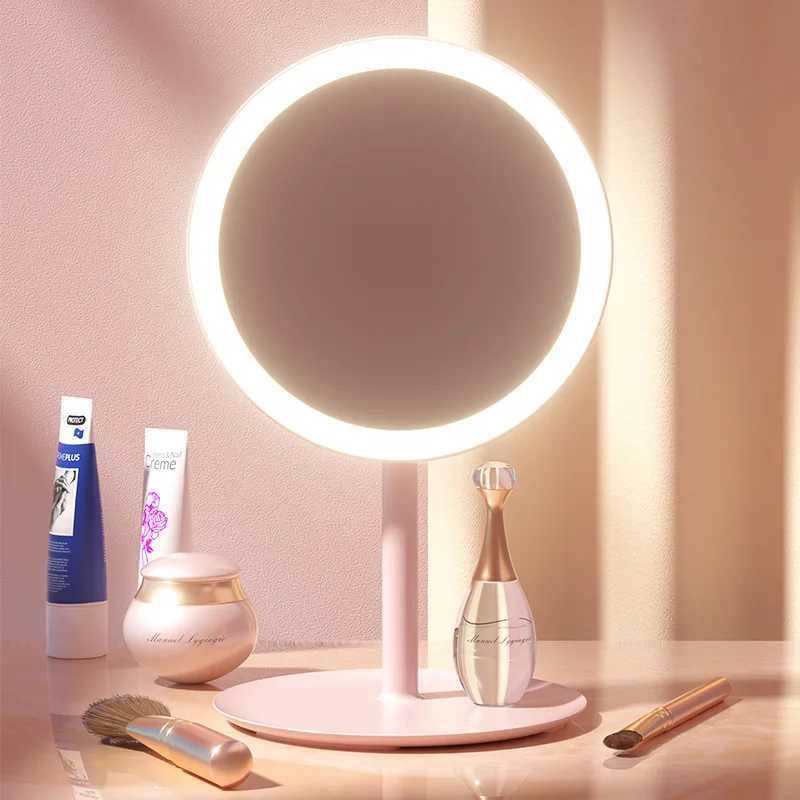 Makeup Mirror with LED Light USB Portable Removable Desk Vanity Mirror Adjustable Tricolor HD Light Dropshiping Travel Home Tool Y240819