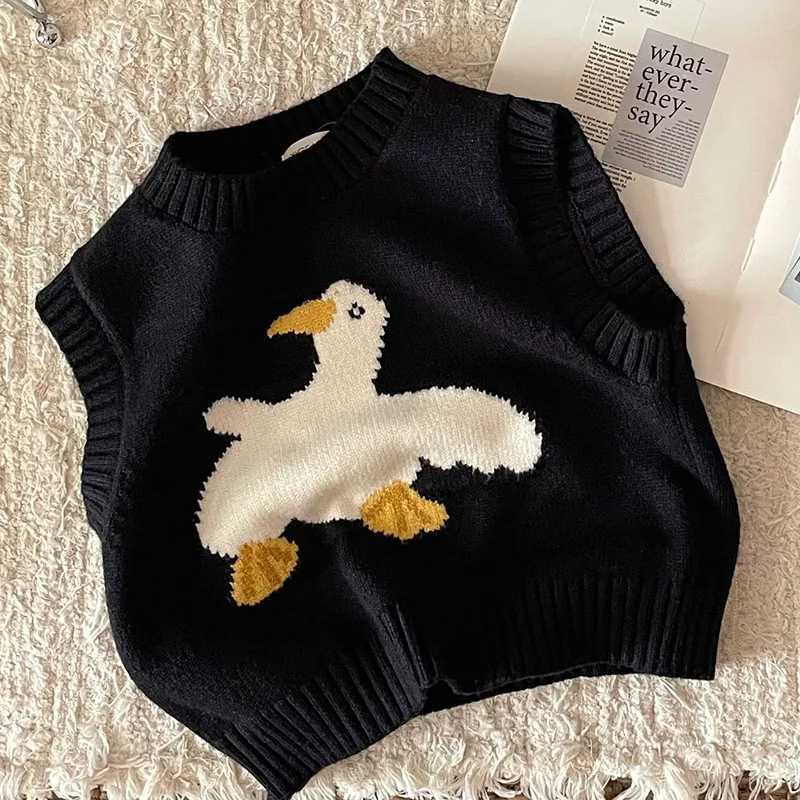 Autumn Spring 0-3Yrs Newborn Baby Girls Boys Knitted Vest Sleeveless Knitted Cartoon Printed Pullover Sweater Kids VestXJ240819