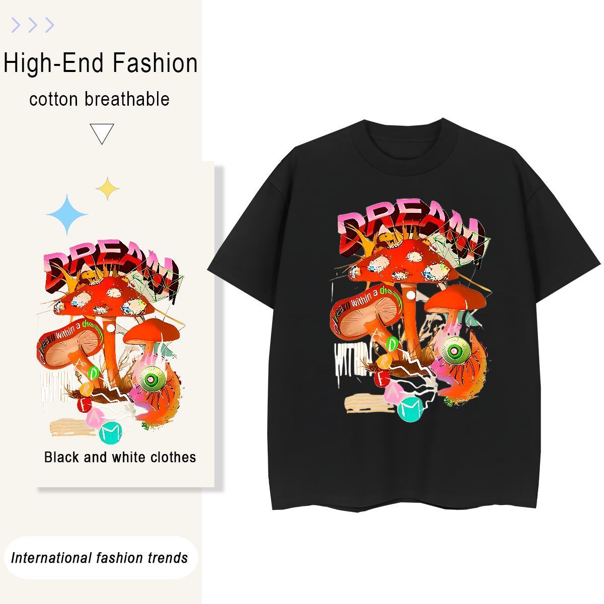 Brand Tshirts mushroom Daily Wear 230g 100% Cotton Top Tees Pure Cotton Designer Men T Shirts Custom Print Plus Size
