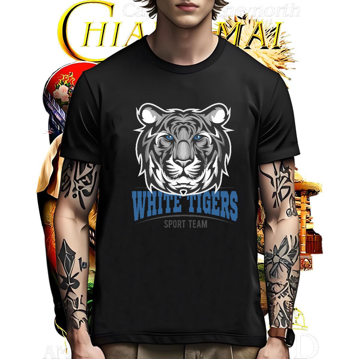 Wholesale T-Shirts tiger Crew Neck Sports Casual Oversized 230g Cotton Men Tshirts New Designer Polos