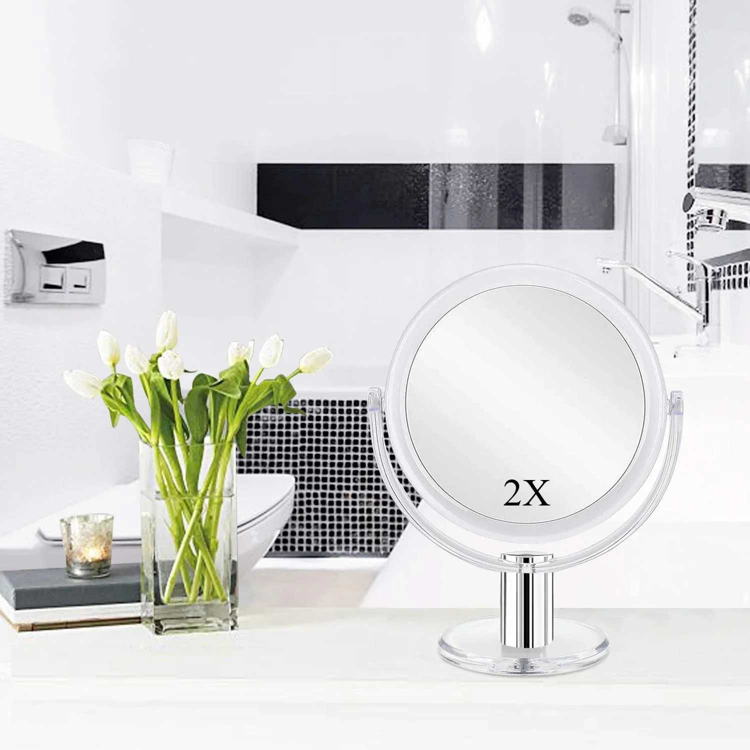 Table Top Vanity MirrorFabuday Magnifying Makeup Mirror Double Sided 1X 10X Magnification MirrorTransparent Y240819