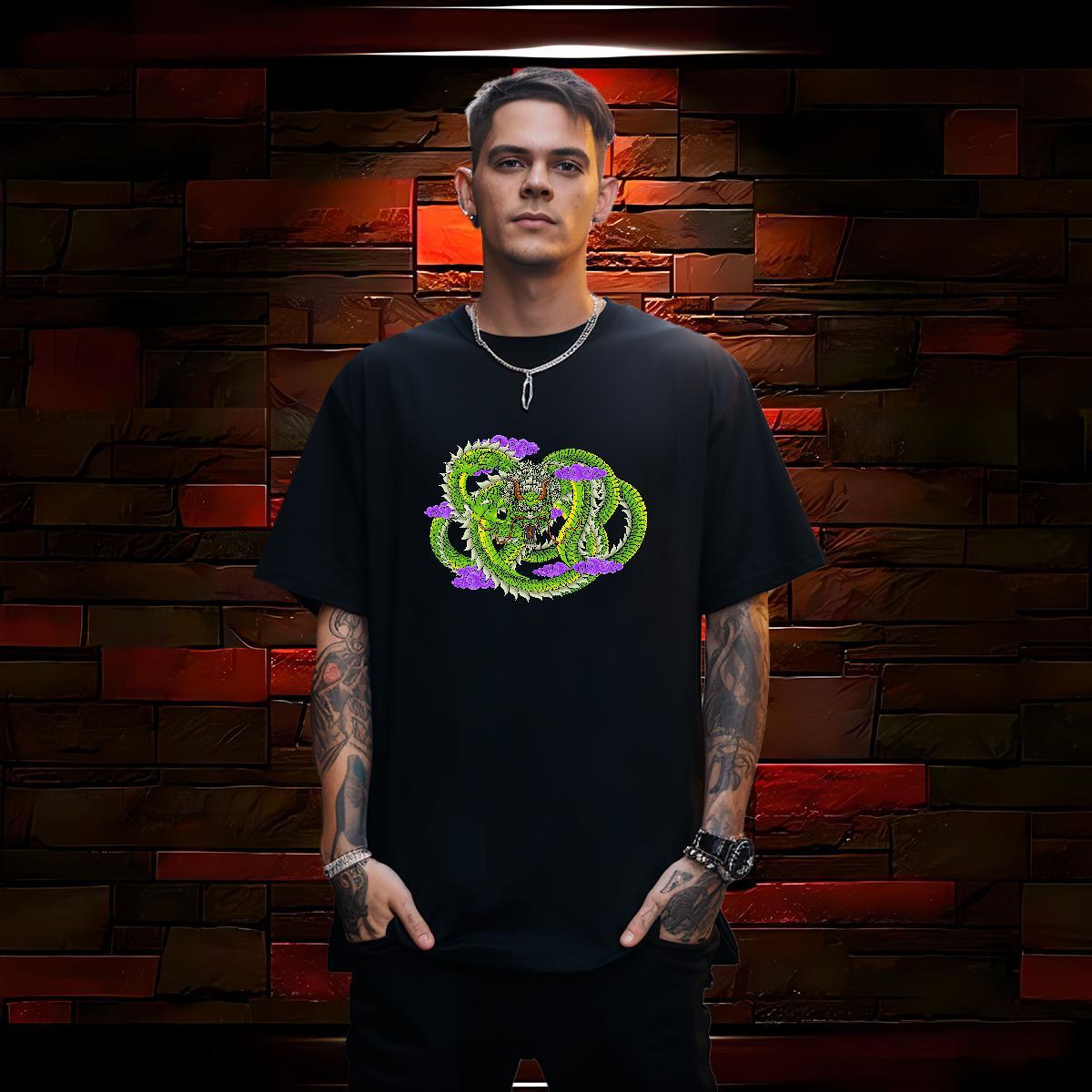 Mens T Shirts 230g Cotton dragon Casual Beach Breathable Plus Size Cartoon Men Tshirts 2024 New Free Shipping Tees Shirts