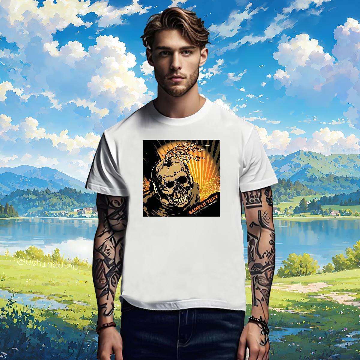 Mens T Shirts 230g Cotton scary Beach Breathable Crew Neck Oversized 3XL 4XL Men Tops Tees Fashion Design Cool Design Wear