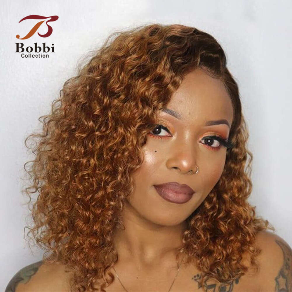 13X4 Front Wig Jerry Curly Human Hair Wigs For Women Ombre 1B 30 Ginger Brown Pre Plucked Transparent Lace Closure Bobbi