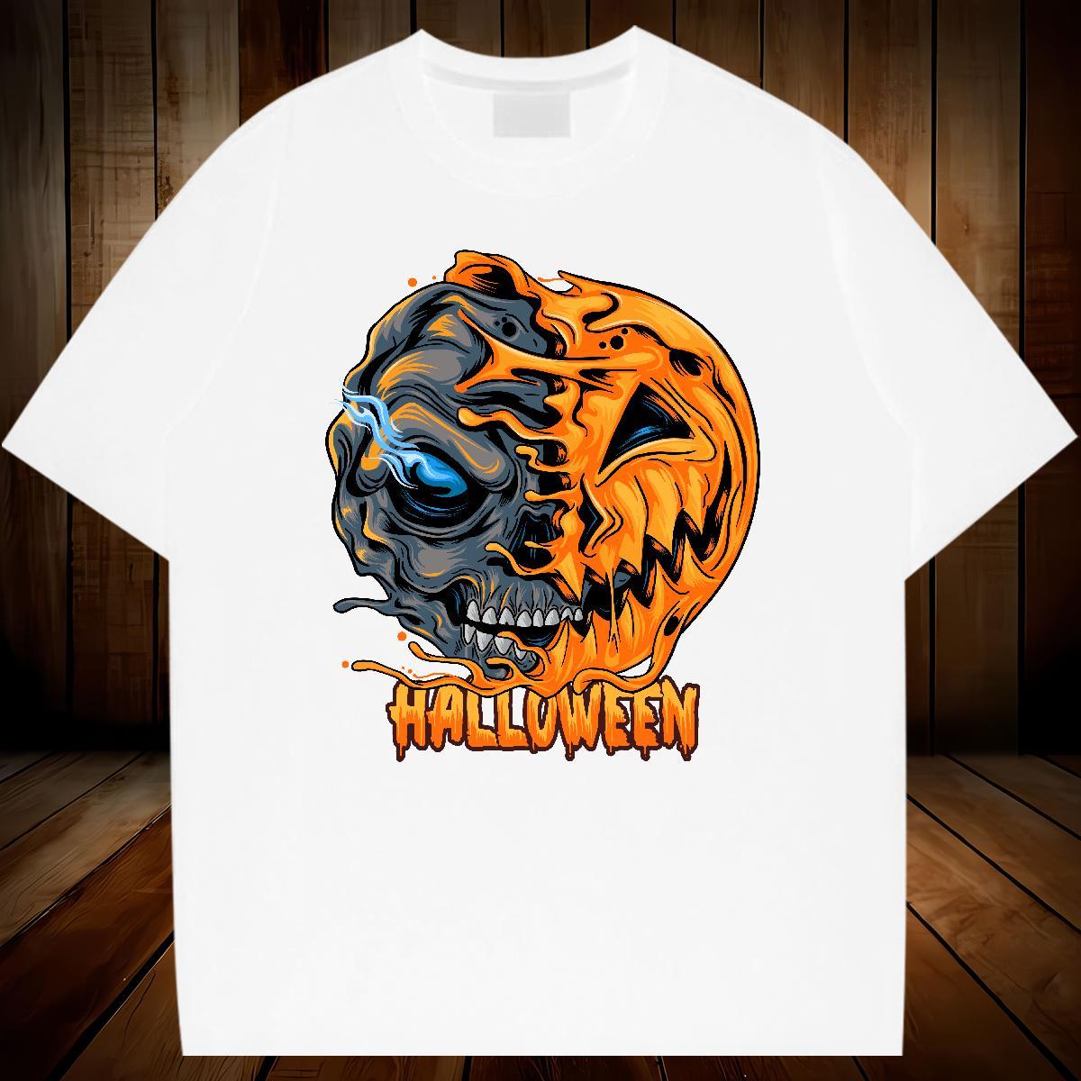 Soft Man T Shirts pumpkin O-Neck Short Sleeve Street wear Hip Hop Floral Print 100% Cotton 230g Tshirts 2024 Designer Clothes