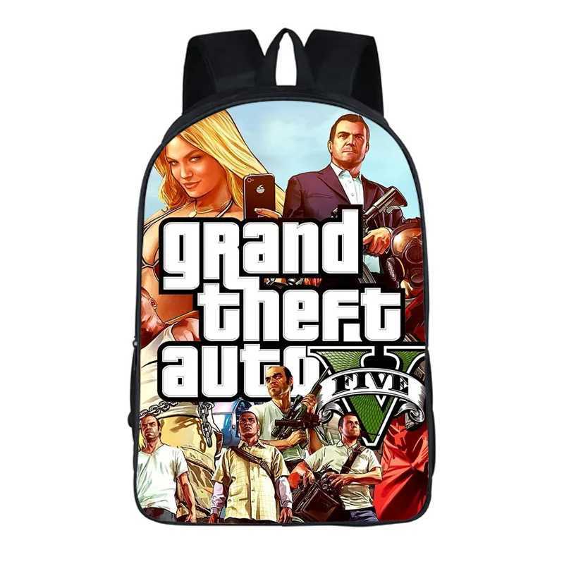Cartoon Grand Theft Auto GTA5 3D Backpack School Bag Book Bag Zipper Messenger Children Boys Girls Students School Gift Y240820
