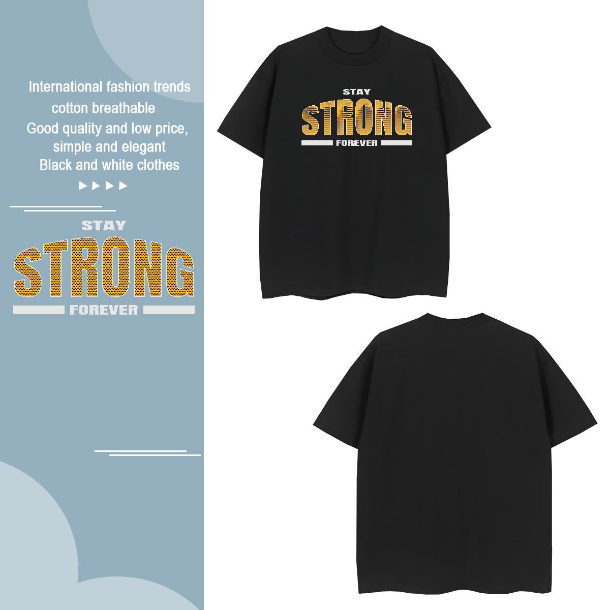 Unisex strong T Shirt For Man Street Casual Men Clothes T-Shirt 100% Cotton 230g Custom Breathable Crew Neck Custom Printing Tops Shirt