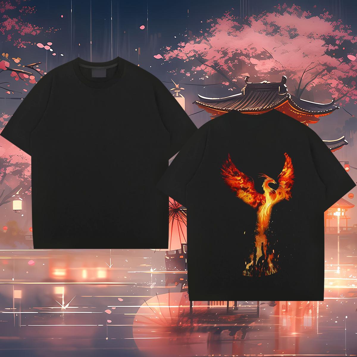 Fashion Tshirts bird Hip Hop Street 230g Pure Cotton Top Tees Breathable Short Sleeve High Quality T Shirts Men Customized Print