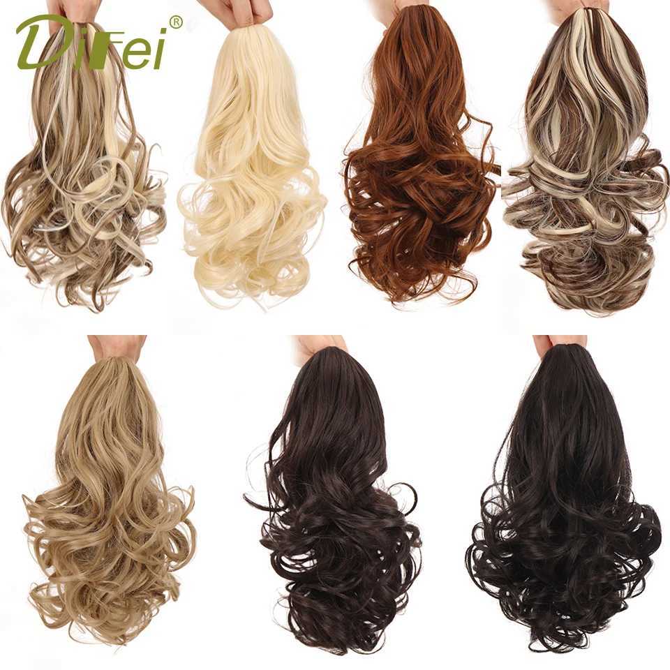 DIFEI synthetic wig ponytail hair extension wig natural black heat-resistant female wig clip ponytail curly hair W240817