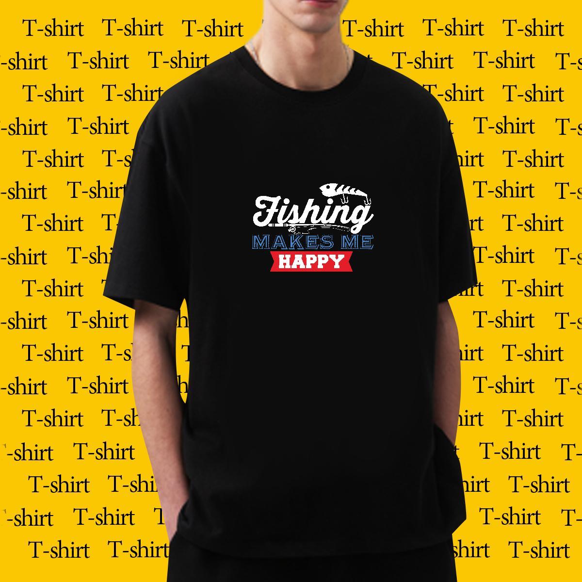Popular Mens Tshirts Home Outdoor 230g 100% Cotton Cartoon Printing L-4XL Breathable Short Sleeve fish T shirt DIY Polos