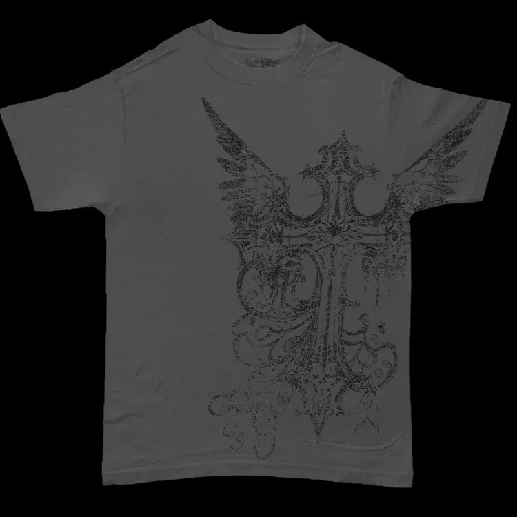 Original cyberpunk print washed high street American retro shortsleeved Tshirt for men and women summer tops 240819