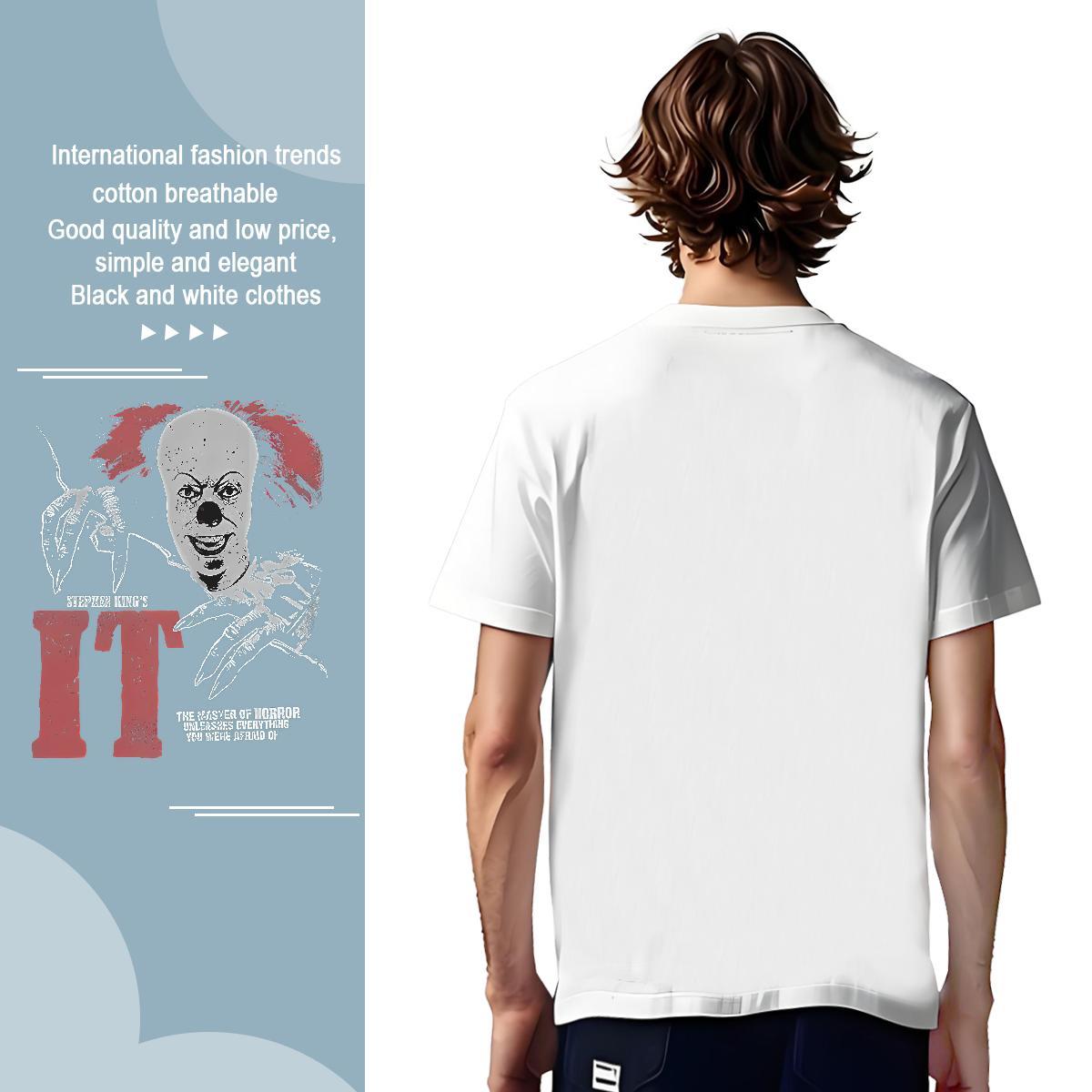 Man T Shirts 230g Pure Cotton scary Street wear Hip Hop Crew Neck Plus Size Cartoon Men Tees Brand Popular Tops Shirt