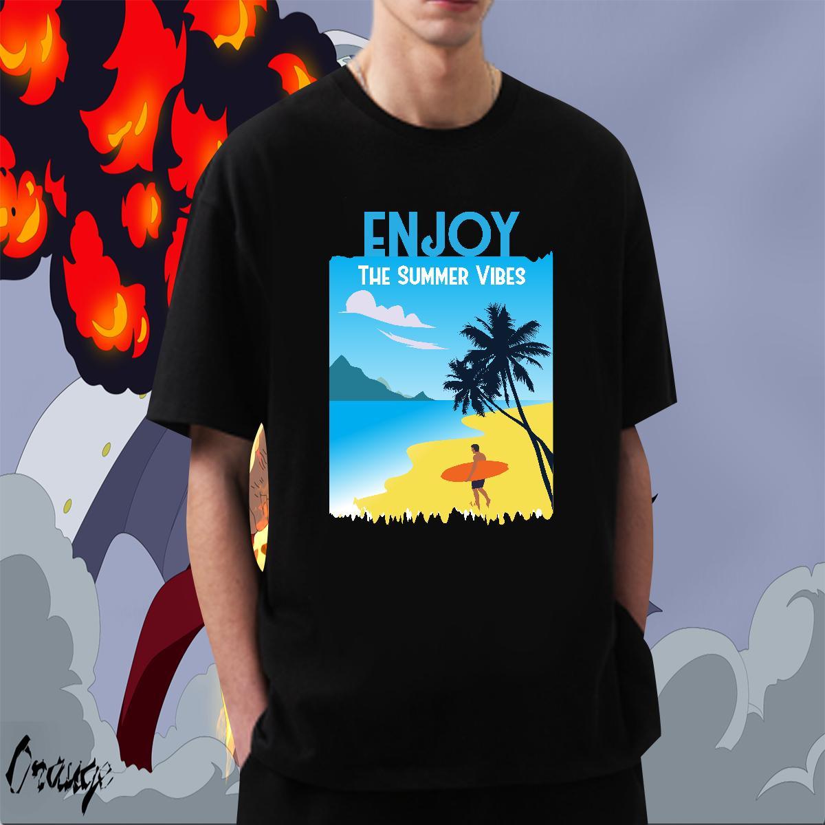 Popular Men Tops Tees Anime Printing Street 230g 100% Cotton Oversized 4XL Breathable Crew Neck beach Mens T Shirts New Arrival Clothes