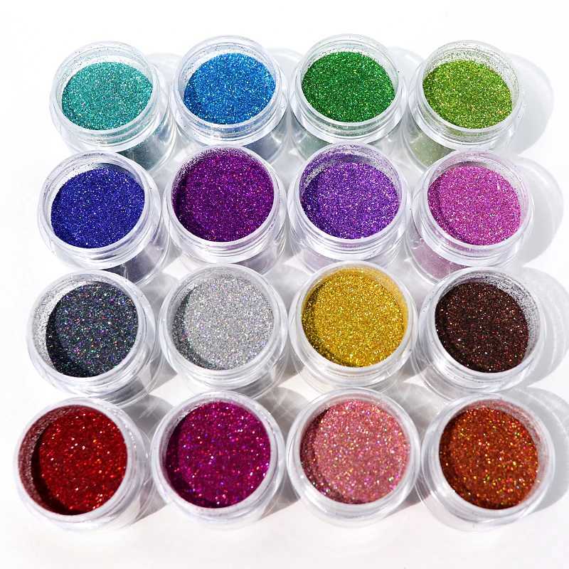 10ml Holographic Nail Art Glitter Powder Shiny Chrome Pigment Powder Laser Ultra Fine Glitter Nail Art Decorations AccessoriesXJ240815