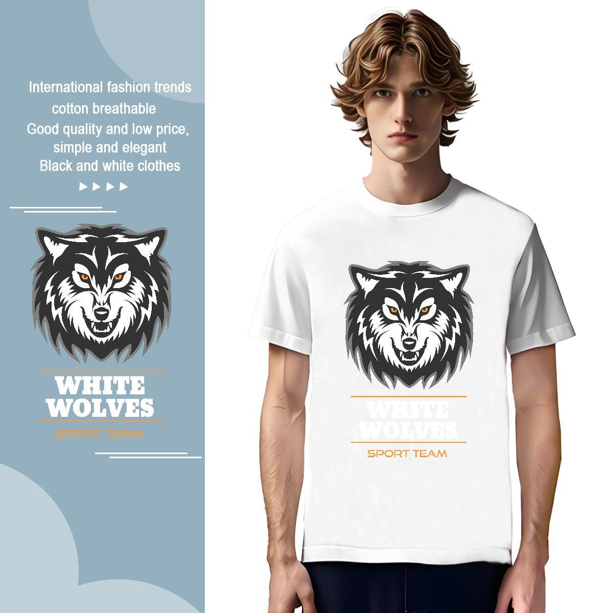 Loose Fit Men T Shirts wolf Breathable Short Sleeve Home Outdoor DIY Anime 100% Cotton 230g Tshirt for Man Woman Designer Clothes