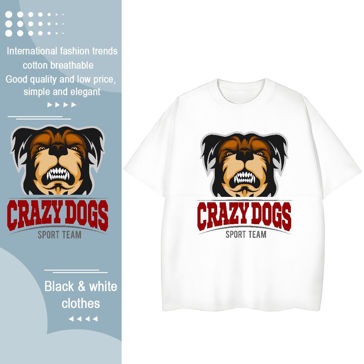 TOP Quality Men T Shirts crazy dog Breathable Soft Hip Hop DIY Logo Oversized 230g Pure Cotton Mens Tshirts Fashion Designer Top Tees