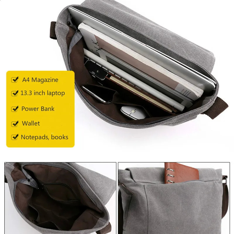 Mens Canvas Messenger Shoulder Crossbody Bags Man Fashion Cross Body Bag Casual Solid high workmanship Male Bag bolso 240819