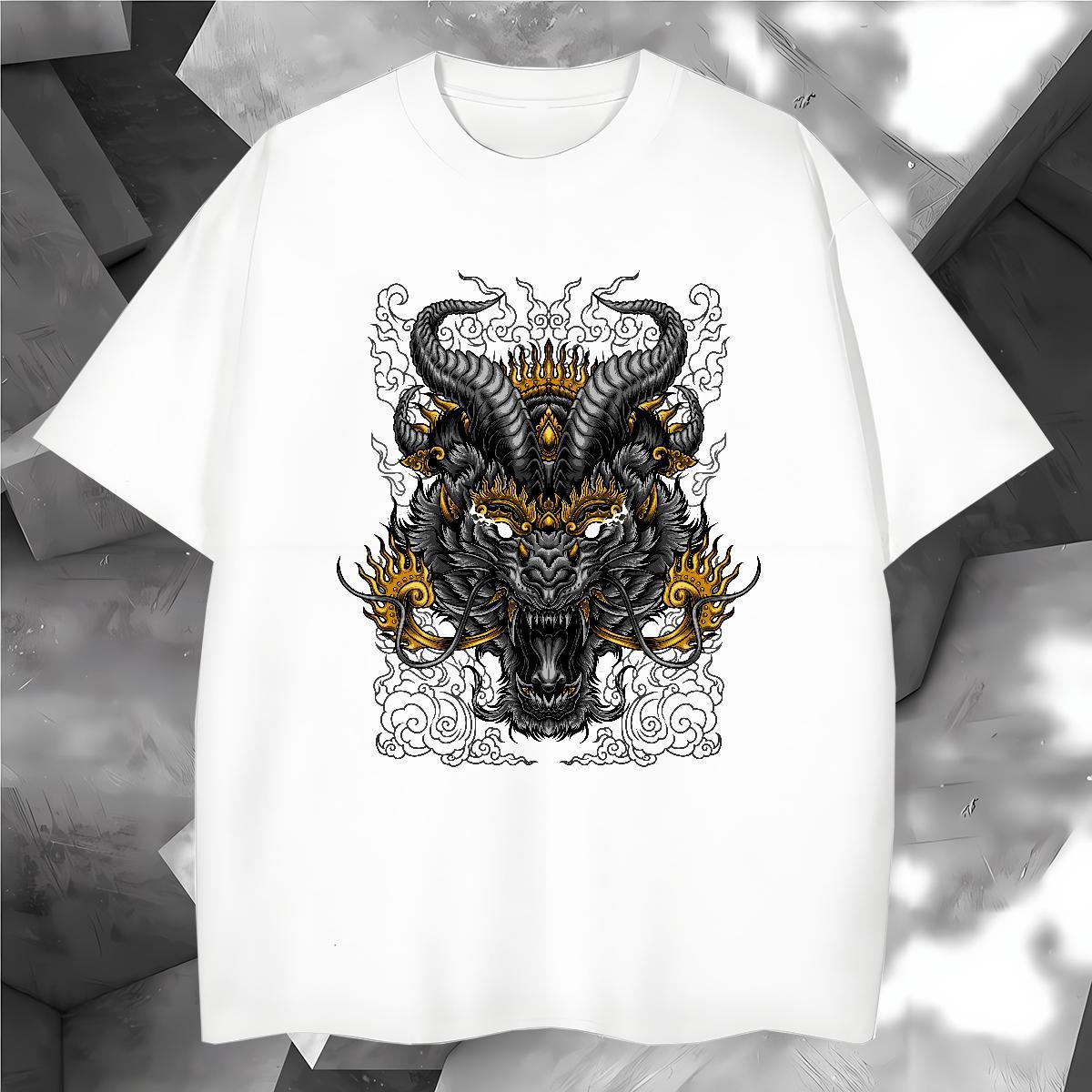 Comfortable dragon T-Shirts for Men Street Wear Tshirts 230g Pure Cotton 2024 Summer Breathable Short Sleeve Graphic Clothes