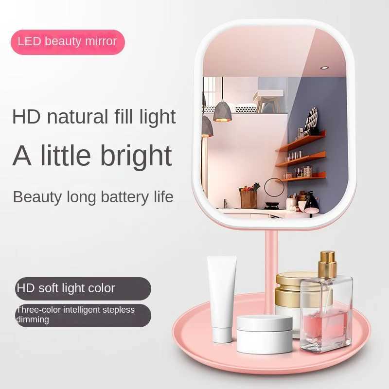 Led Vanity Mirror Intelligent Adjustable Monochrom/3color Light Vanity Mirror Desktop Fill Light Mirror One Touch Charging Model Y240819