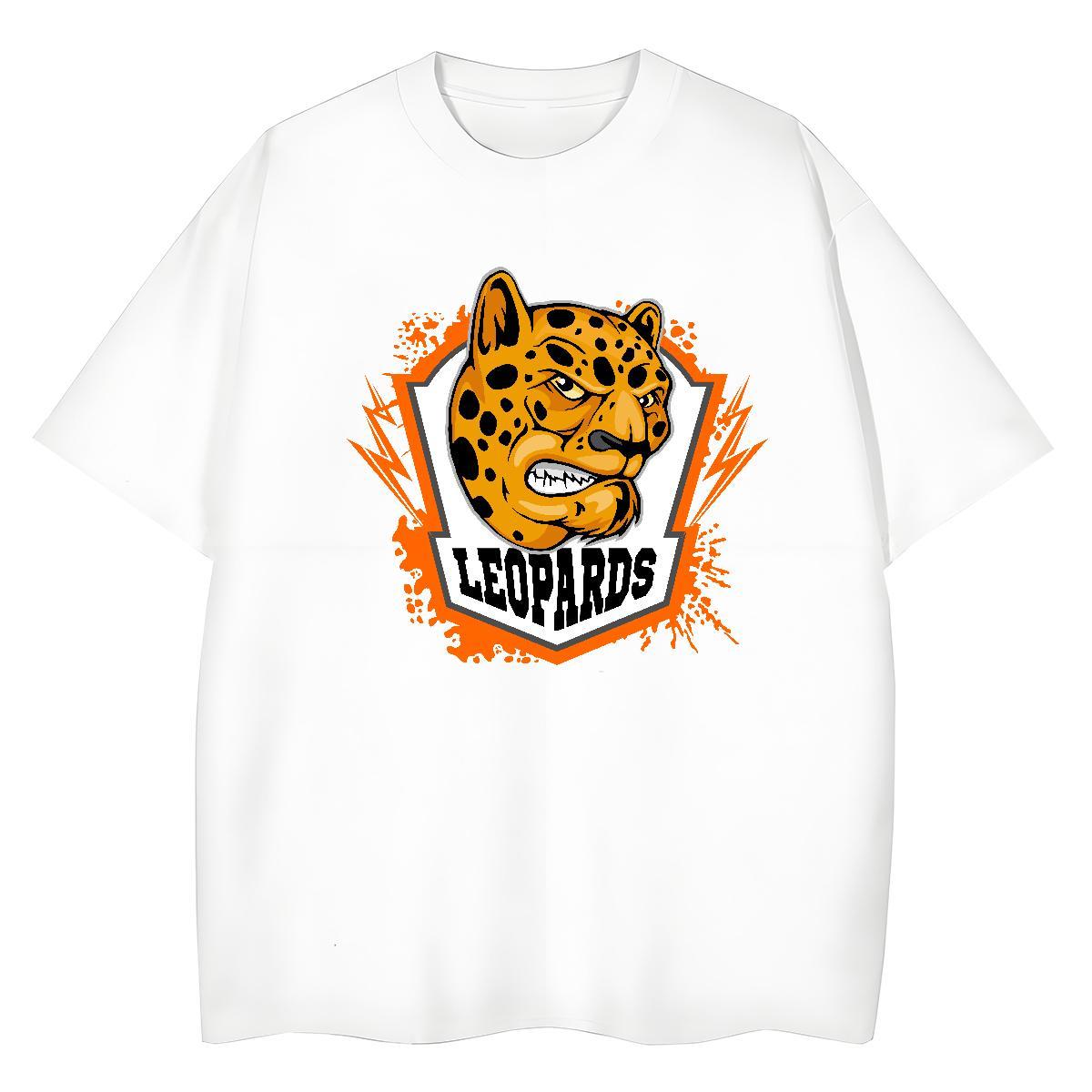 Classic T shirt leopard Breathable Short Sleeve Casual Daily Wear Cartoon Print 230g 100% Cotton Men Tops Tees DIY Customized Tshirts