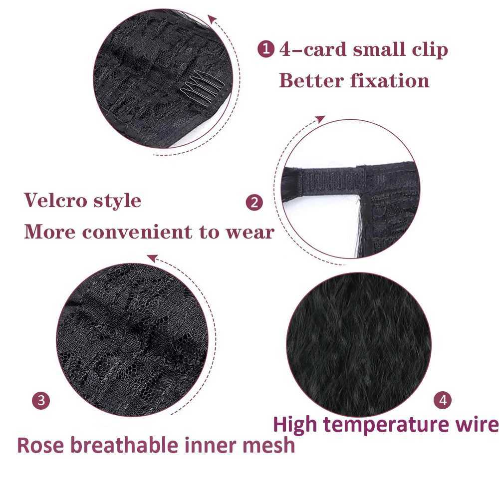 55CM long corn wavy ponytail with hair wrapped around the hair clip Ombre black hair extension ponytail W240817