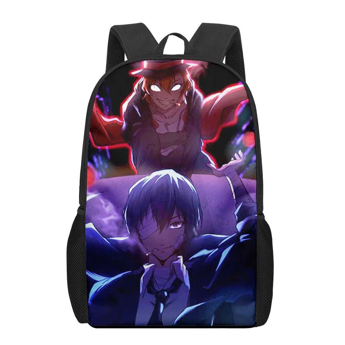 Bungo Stray Dogs Anime Print Men Backpack Kids Boys Rock Roll Backpacks School Bags for Teenage Daily Bagpack Book Bag Packs Boo Y240820
