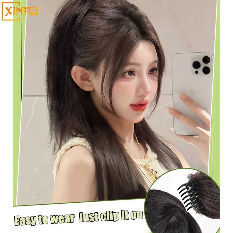 Waterfall half height ponytail womens synthetic wig grab clip fluffy sweet cool spicy girl wig ponytail brain W240817