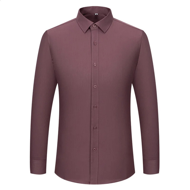 Bamboo Fiber Elastic Mens Shirts Long Sleeve For Man Slim Fit Force Non-iron Anti-Wrinkle Camisa Social White Shirt S-8XL 240820