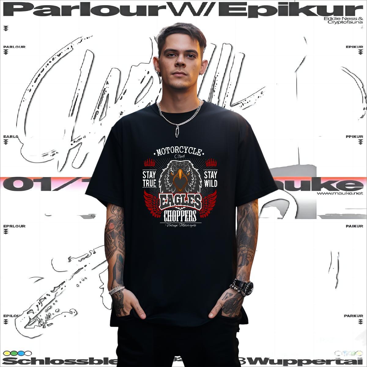 Free Shipping T Shirt For Man eagle Breathable Crew Neck Casual Oversized 230g Pure Cotton Men Tees 2024 DIY Clothes