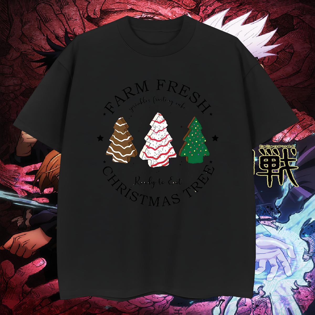 Popular T shirt christmas trees Crew Neck High Street Hip Hop Oversized 3XL 4XL 230g 100% Cotton Men Tshirts 2024 Tops Shirt