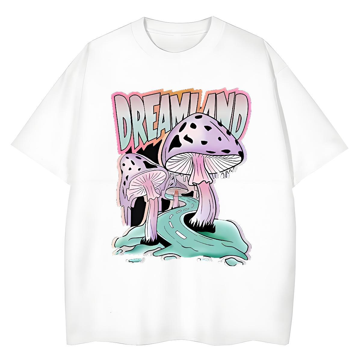 2024 Couples T Shirts mushroom Anime Printing Street 230g Pure Cotton Tops Short Sleeve Soft Unisex T-Shirts Custom Cartoon