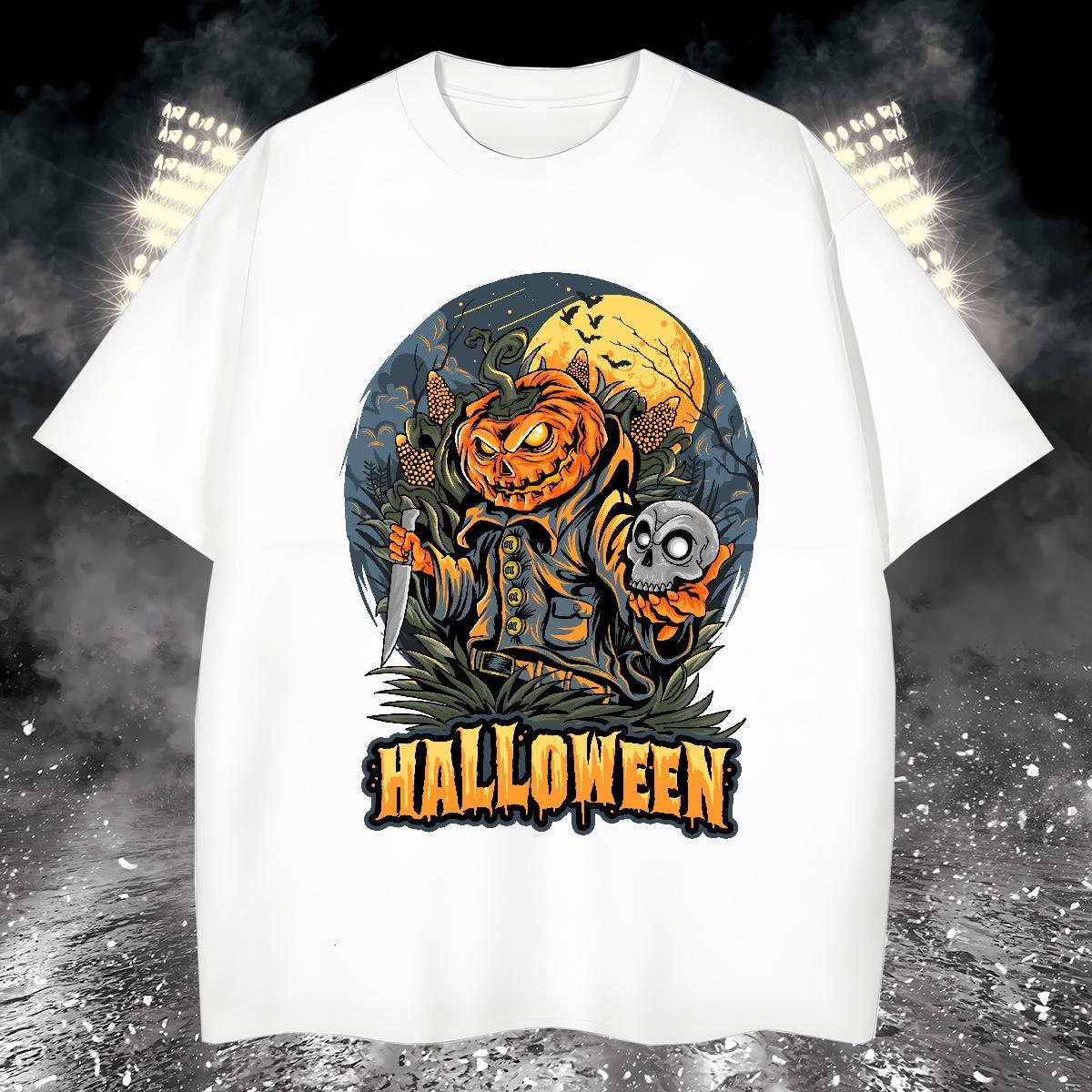 Loose T-Shirts for Men pumpkin Crew Neck Street wear Hip Hop Custom Cartoon 230g Cotton Men Clothes T-Shirt Stylist Wear