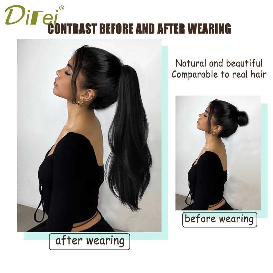 DIFEI ponytail synthetic wig womens grip high weave natural micro curly wig fluffy long straight curly fake hair ponytail W240817
