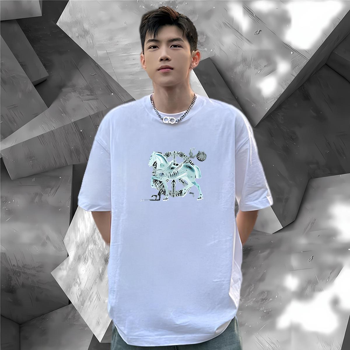Custom Tshirt for Man Woman horse Home Outdoor 230g Pure Cotton Tees Shirts O Neck Short Sleeves Popular T Shirts Men Cartoon Print