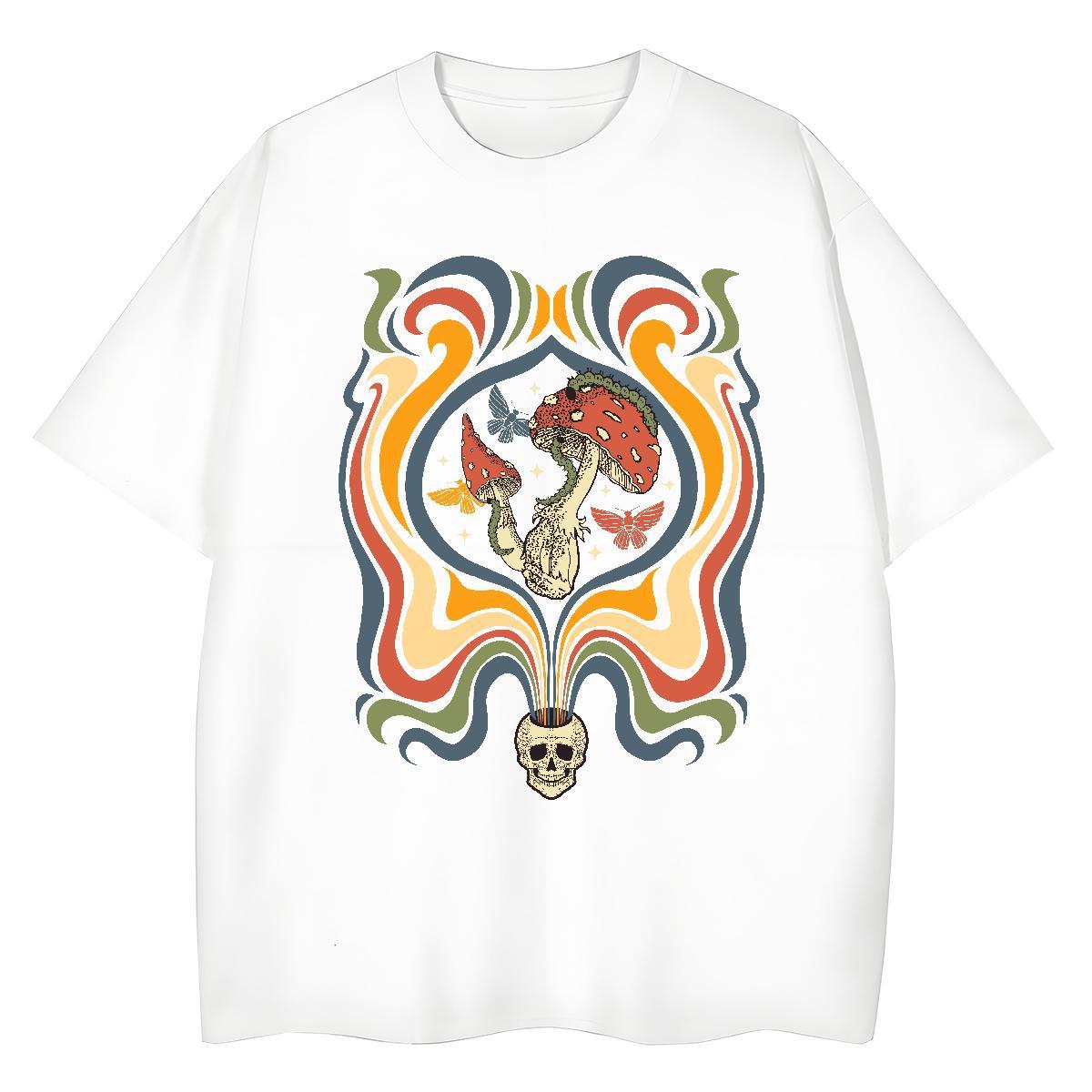 New Arrival Tshirts mushroom Summer Casual 230g Cotton Polos Short Sleeve Soft Classic T-Shirts Oversized 3XL 4XL