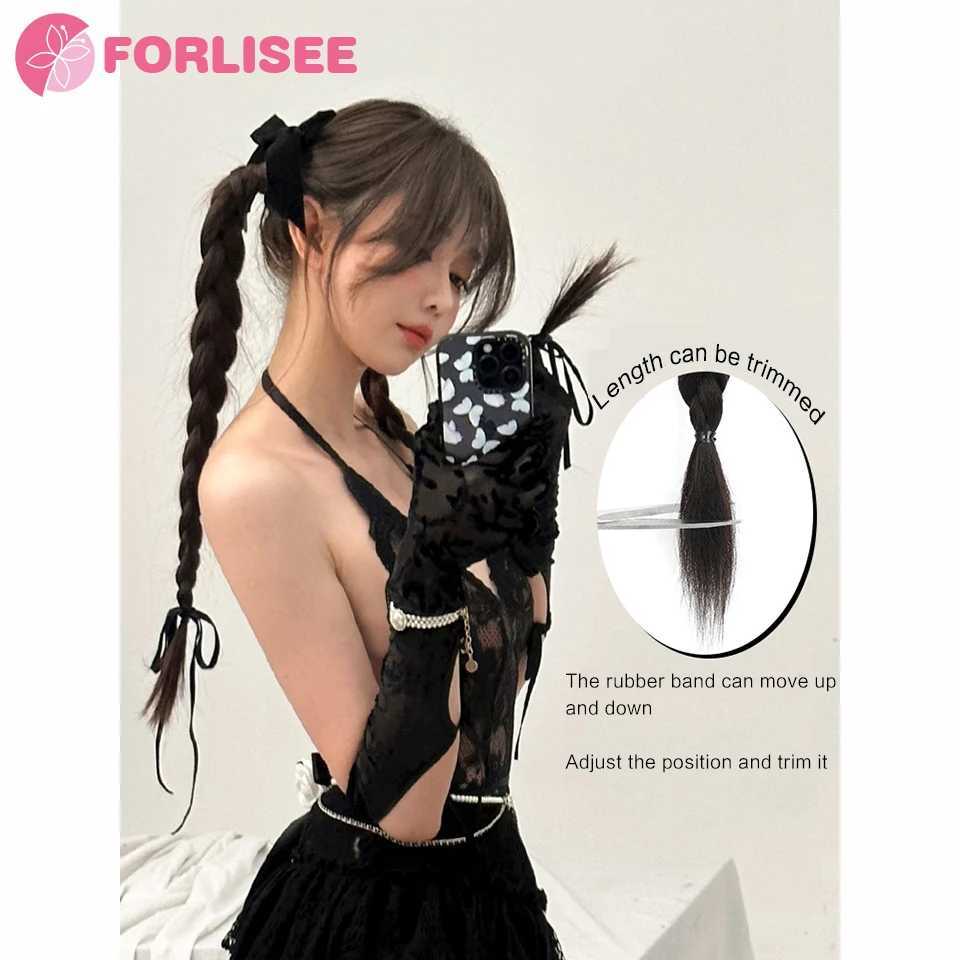 FORLISEE synthetic wig braid natural spicy girl braid fried dough twisted long braid can be tied high ponytail boxing braid W240817